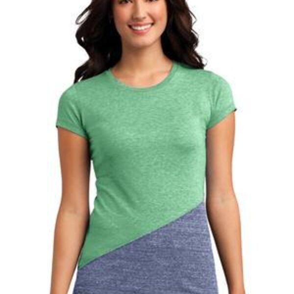 Juniors Tri Blend Pieced Crewneck Tee Thumbnail