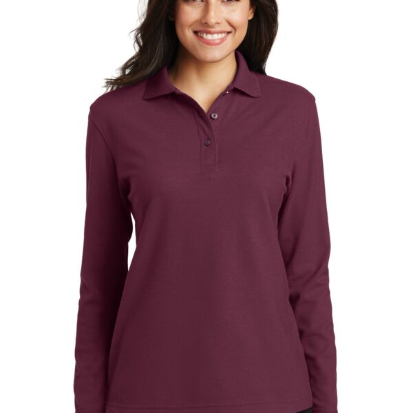 Sew N Stitches - Ladies Silk Touch™ Long Sleeve Polo Thumbnail